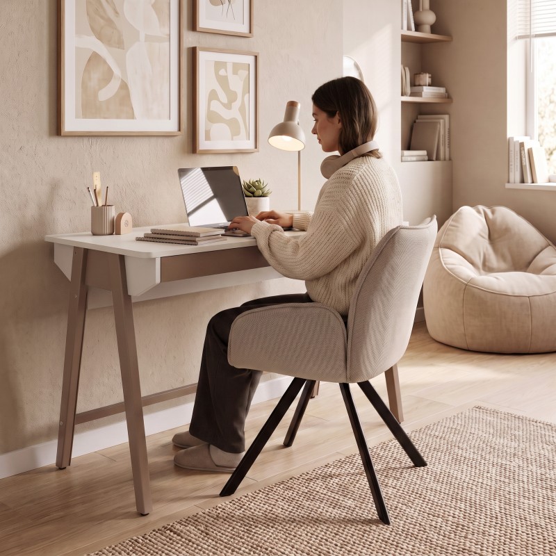 Biurko BOREO 120 cm – kaszmir/cappuccino, 2 szuflady