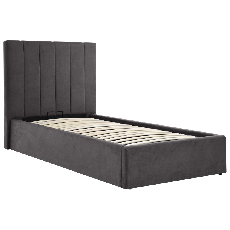 Łóżko MELVIO 90x200 z pojemnikiem – tapicerowane Velvet Grey