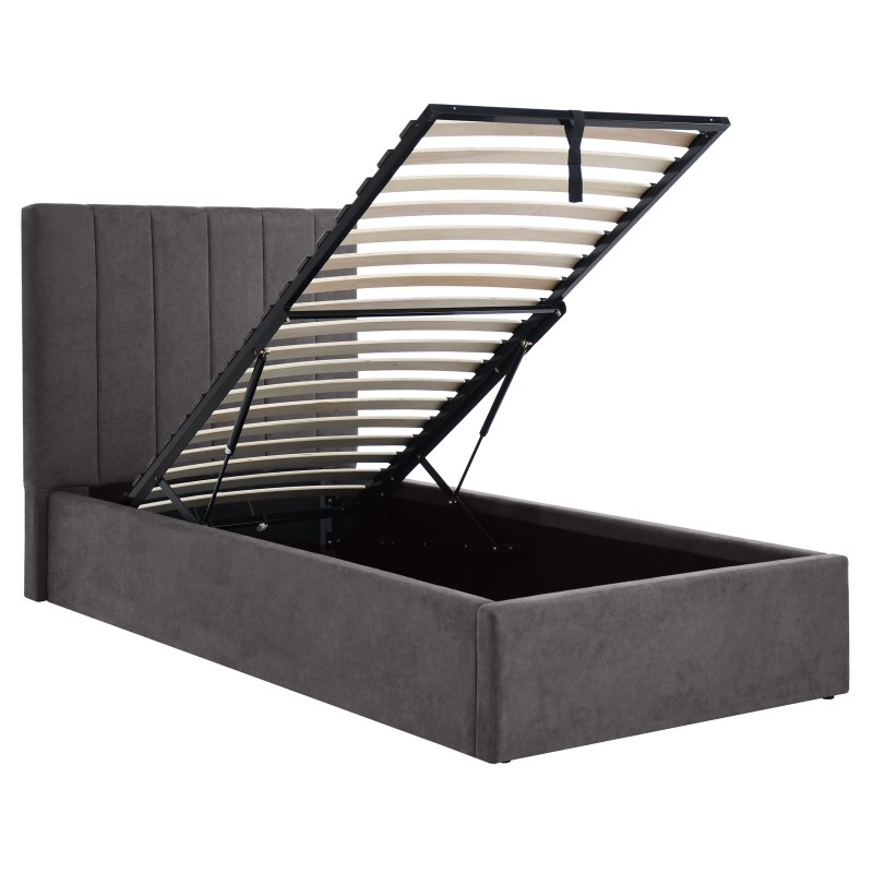 Łóżko MELVIO 90x200 z pojemnikiem – tapicerowane Velvet Grey