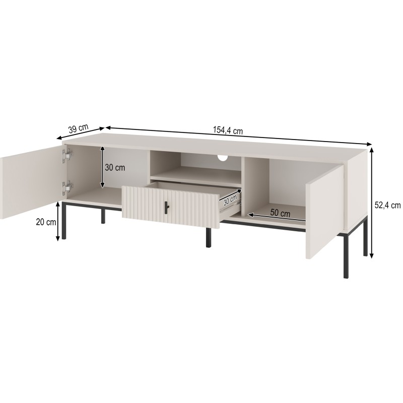 Szafka RTV MARVELLO Kaszmir – Ryflowany Front MDF