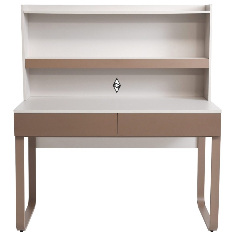Biurko BOREO 120 cm – 2 szuflady, nadstawka, kaszmir / cappuccino
