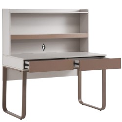 Biurko BOREO 120 cm – 2 szuflady, nadstawka, kaszmir / cappuccino