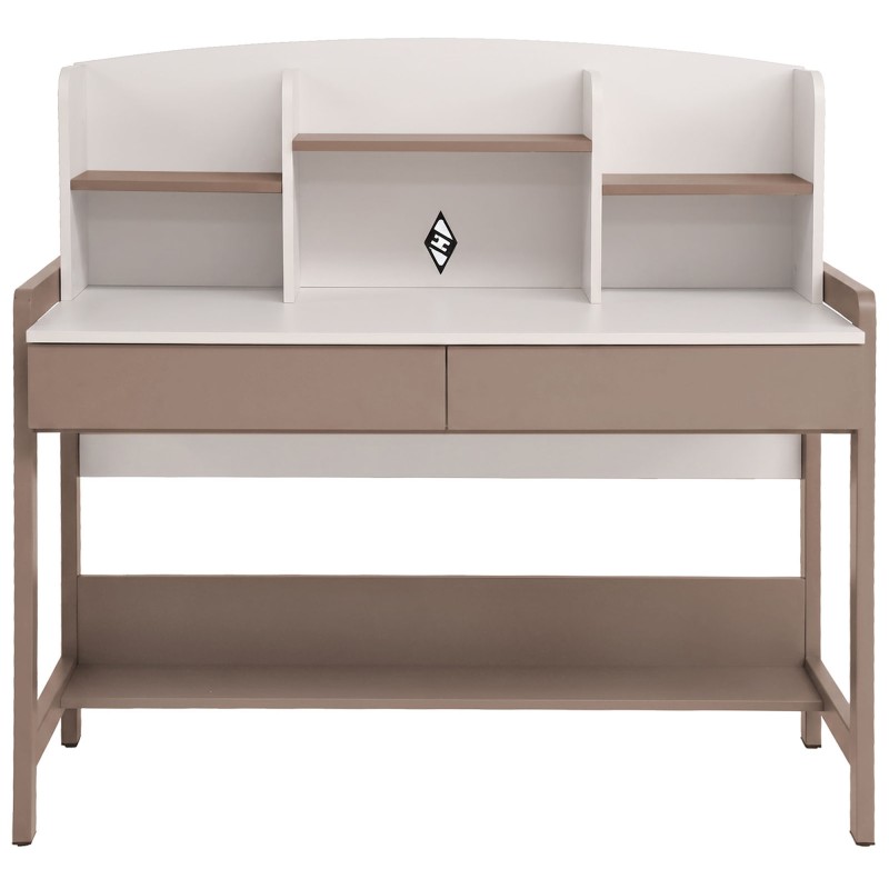 Biurko BOREO 120 cm – 2 szuflady, nadstawka, metalowy stelaż