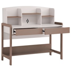 Biurko BOREO 120 cm – 2 szuflady, nadstawka, metalowy stelaż