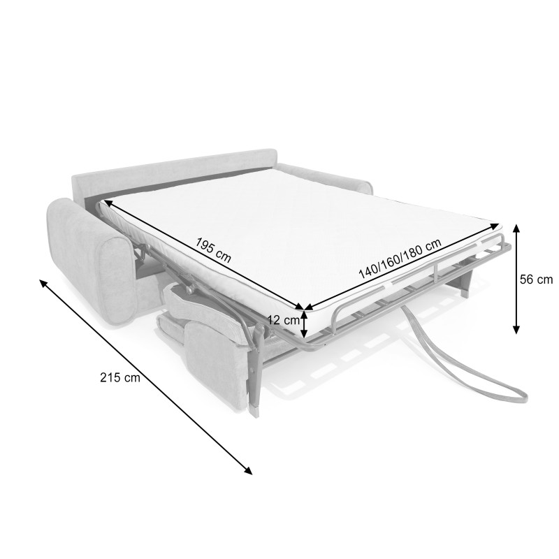 Sofa PAVARTI z funkcją spania – włoski automat, materac PU 10 cm