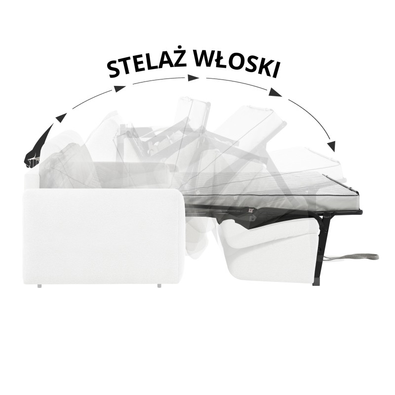Sofa PAVARTI z funkcją spania – włoski automat, materac PU 10 cm