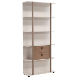 Regał BOREO 90 cm – 2 Szuflady, Otwarte Półki i Metalowy Stelaż