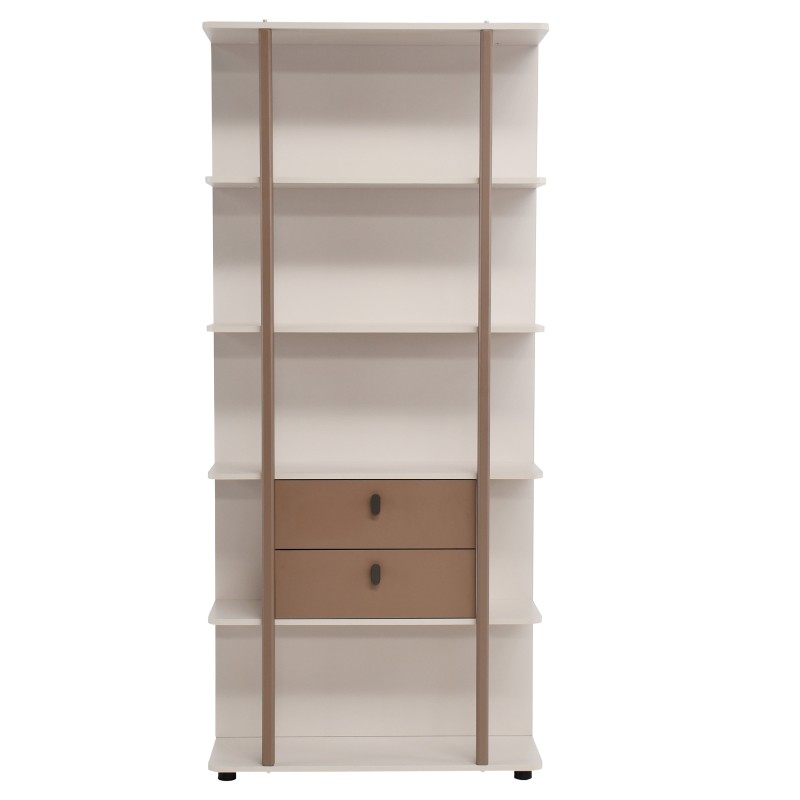 Regał BOREO 90 cm – 2 Szuflady, Otwarte Półki i Metalowy Stelaż