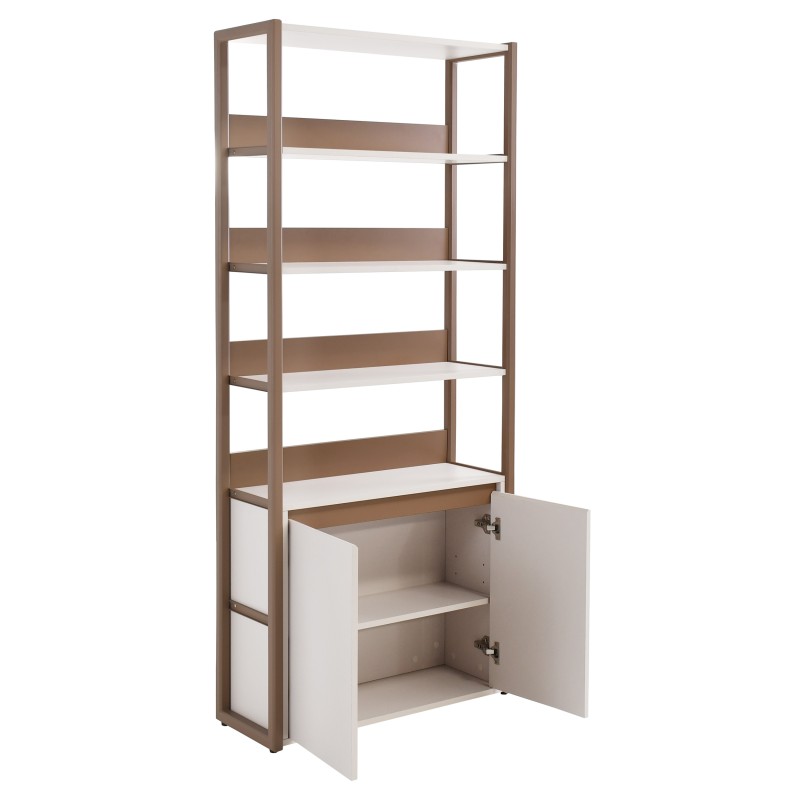 Regał BOREO 80 cm – Kaszmir/Cappuccino z Szafką i Półkami