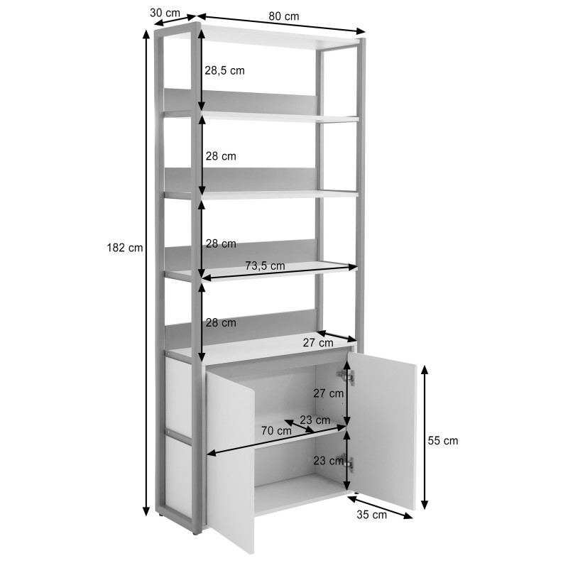 Regał BOREO 80 cm – Kaszmir/Cappuccino z Szafką i Półkami
