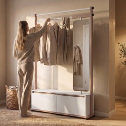 Garderoba BOREO 125 cm z Lustrem – 2 Drzwi, Metalowy Stelaż