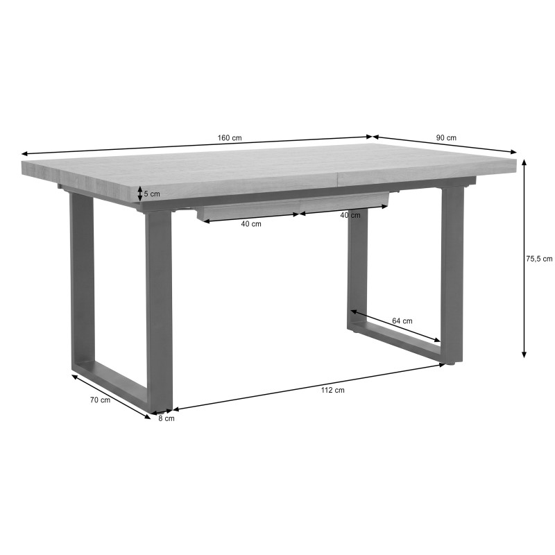 Stół AXIS 160–240 cm – Rozkładany Stół z Metalowym Stelażem