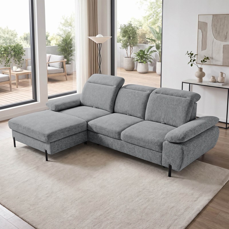 Narożnik SORA MINI 285x190 cm – Funkcja Spania, Pojemnik