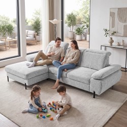 Narożnik SORA MINI 285x190 cm – Funkcja Spania, Pojemnik