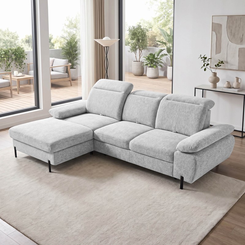 Narożnik SORA MINI 285x190 cm – Funkcja Spania, Pojemnik