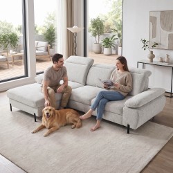 Narożnik SORA MINI 285x190 cm – Funkcja Spania, Pojemnik