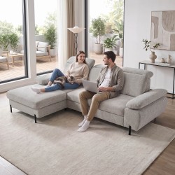 Narożnik SORA MINI 285x190 cm – Funkcja Spania, Pojemnik