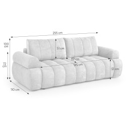 Sofa MAVI 255 cm z funkcją spania 195x145 cm – DL, Bonell, HR