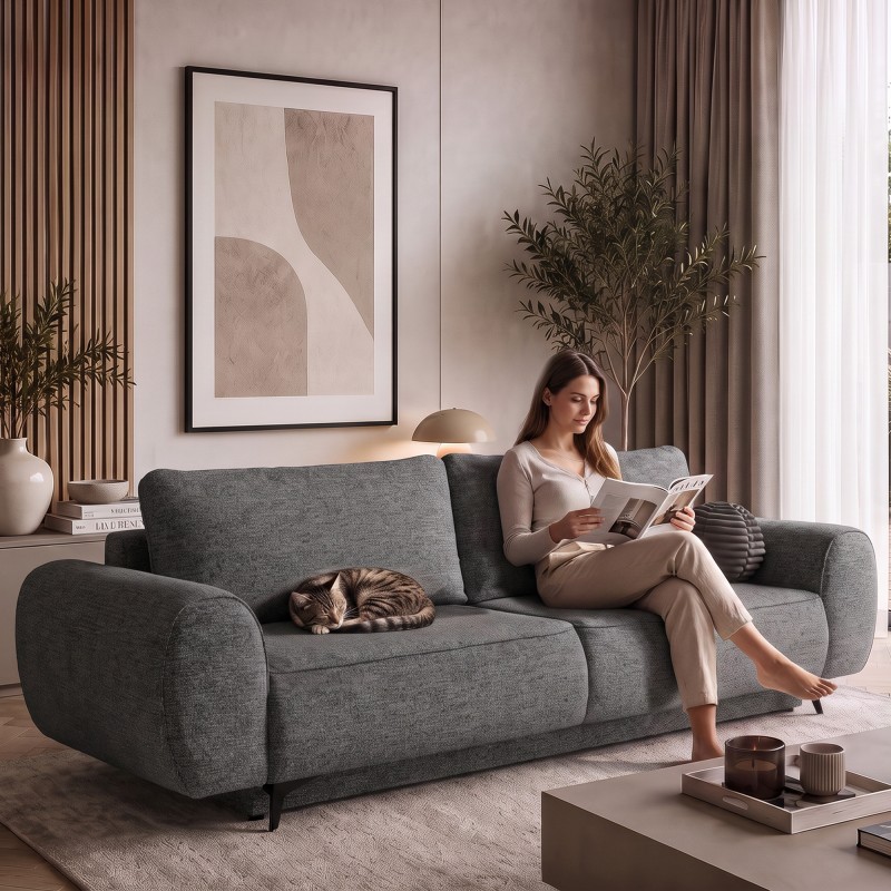 Sofa VITO 256 cm z funkcją spania i pojemnikiem | 200×144 cm