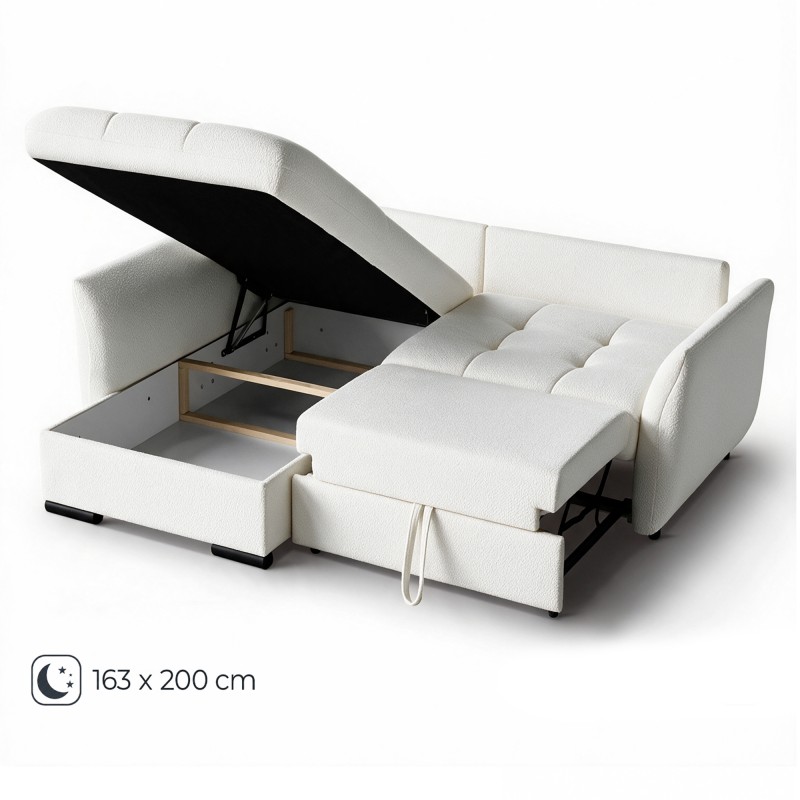 Narożnik CARO 240 cm z funkcją spania 163x200 i pojemnikiem