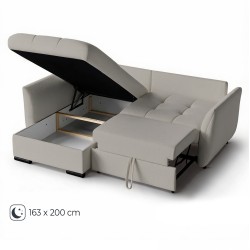 Narożnik CARO 240 cm z funkcją spania 163x200 i pojemnikiem