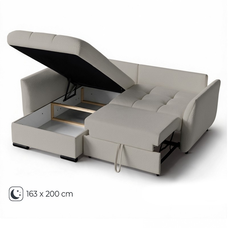 Narożnik CARO 240 cm z funkcją spania 163x200 i pojemnikiem