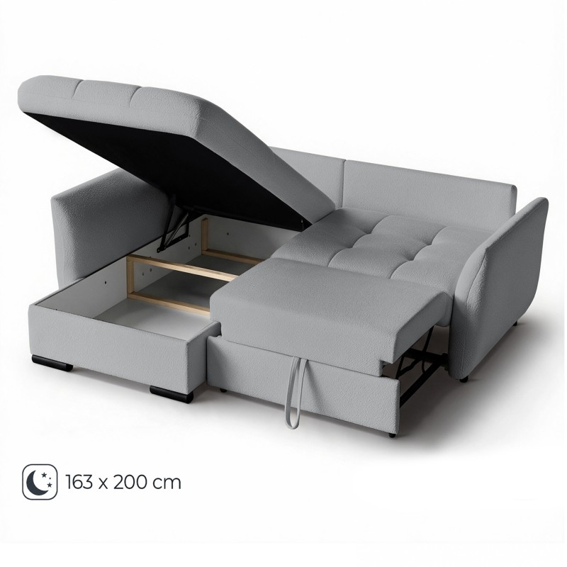 Narożnik CARO 240 cm z funkcją spania 163x200 i pojemnikiem