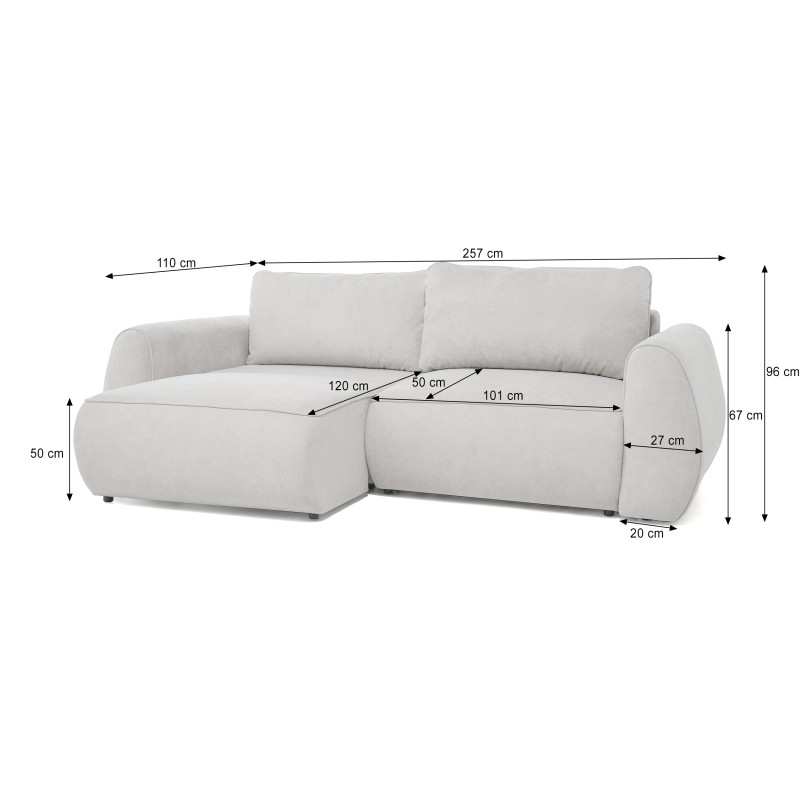Sofa narożna BRAVO z funkcją spania 140x200 cm