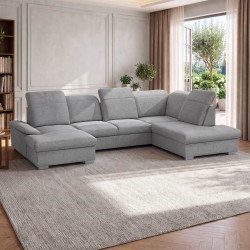 Narożnik KORA U 346 cm – funkcja spania, pojemnik, zagłówki