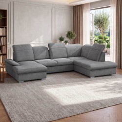 Narożnik KORA U 346 cm – funkcja spania, pojemnik, zagłówki