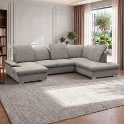 Narożnik KORA U 346 cm – funkcja spania, pojemnik, zagłówki