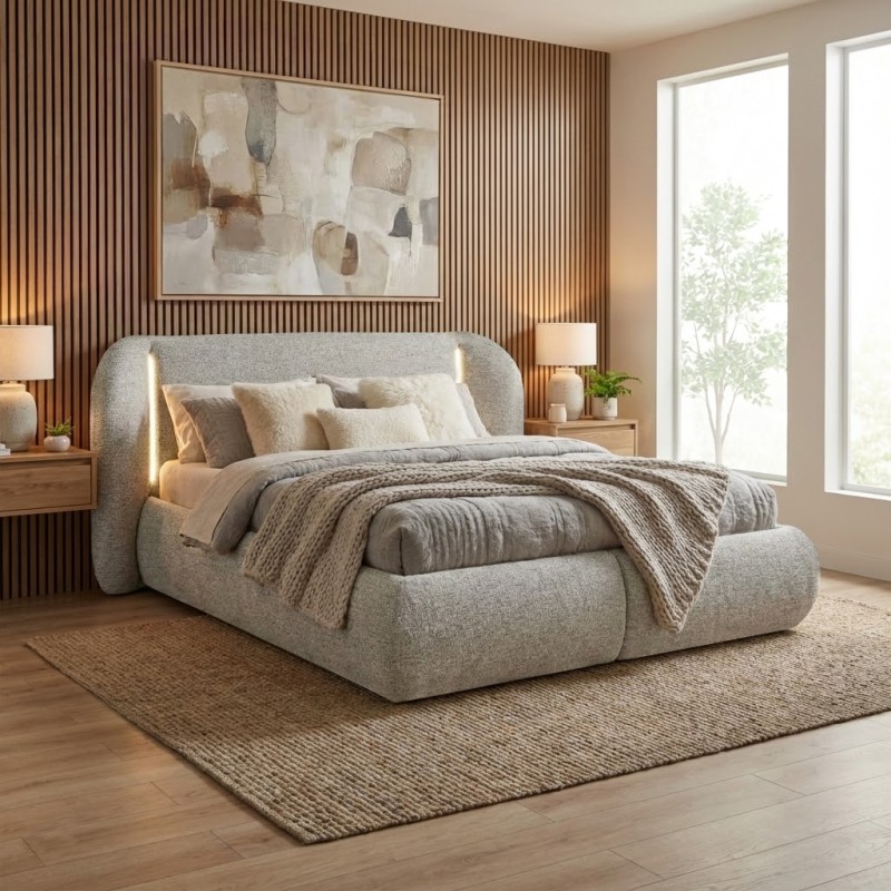 Łóżko CORFU z LED i pojemnikiem – 140/160/180x200 cm