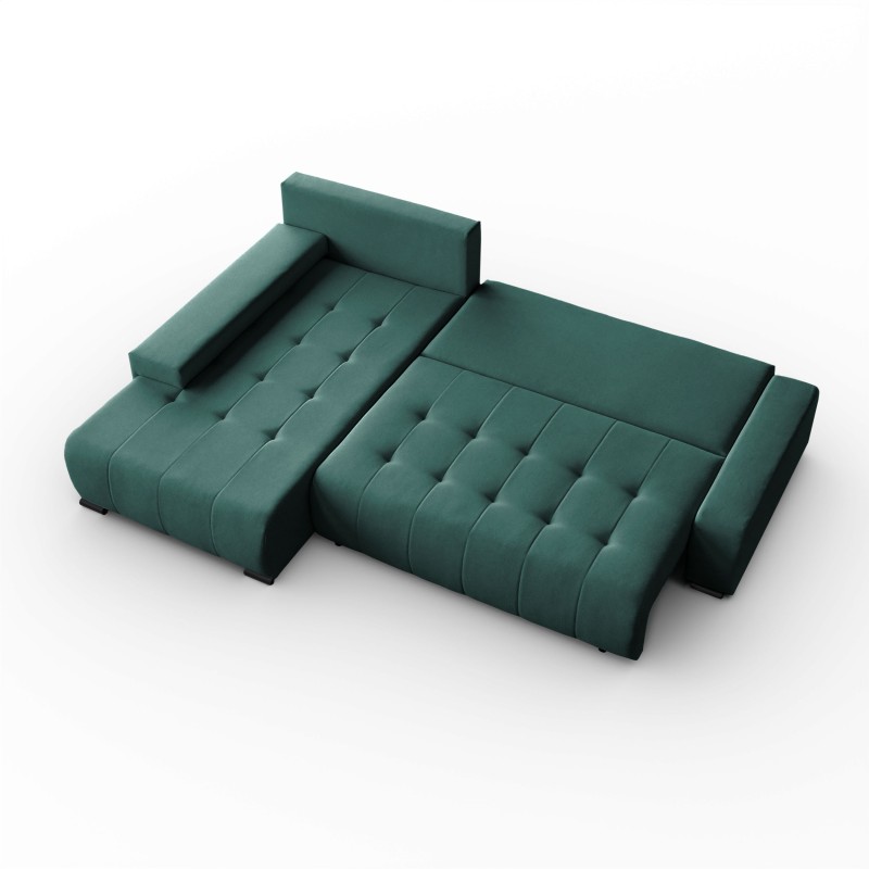 Narożnik z funkcją spania Draco L  Barrel zielony funkcja spania lewy