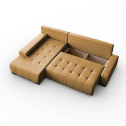 Narożnik z funkcją spania Draco L  Barrel żółty pojemnik lewy