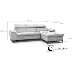 Narożnik z funkcją spania COLIN 🛋️ BeautySofa24.pl