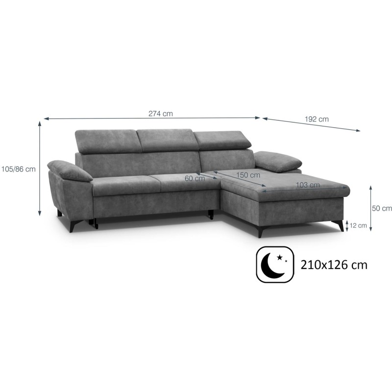 Narożnik z funkcją spania COLIN 🛋️ BeautySofa24.pl