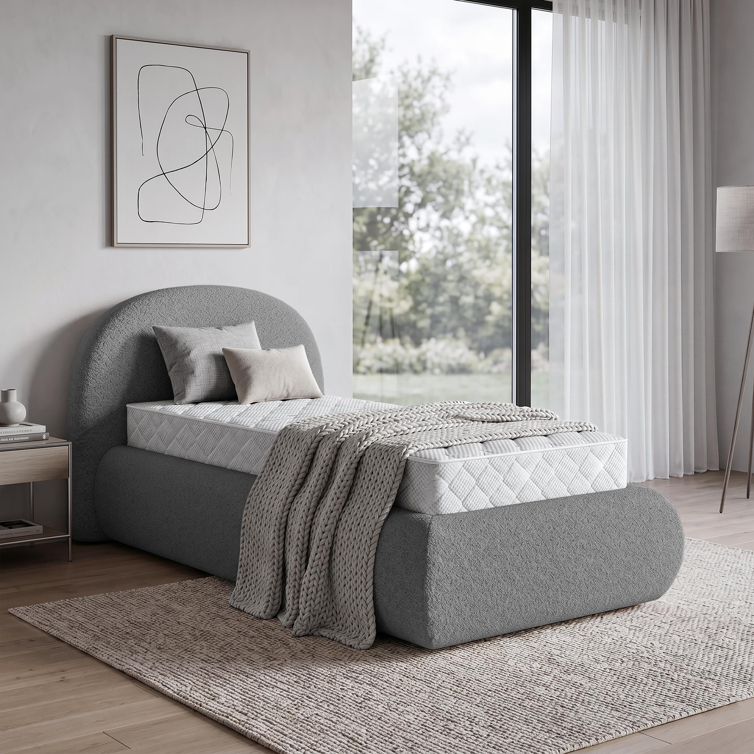 Łóżko tapicerowane MOTTI 90x200 w nowoczesnej sypialni