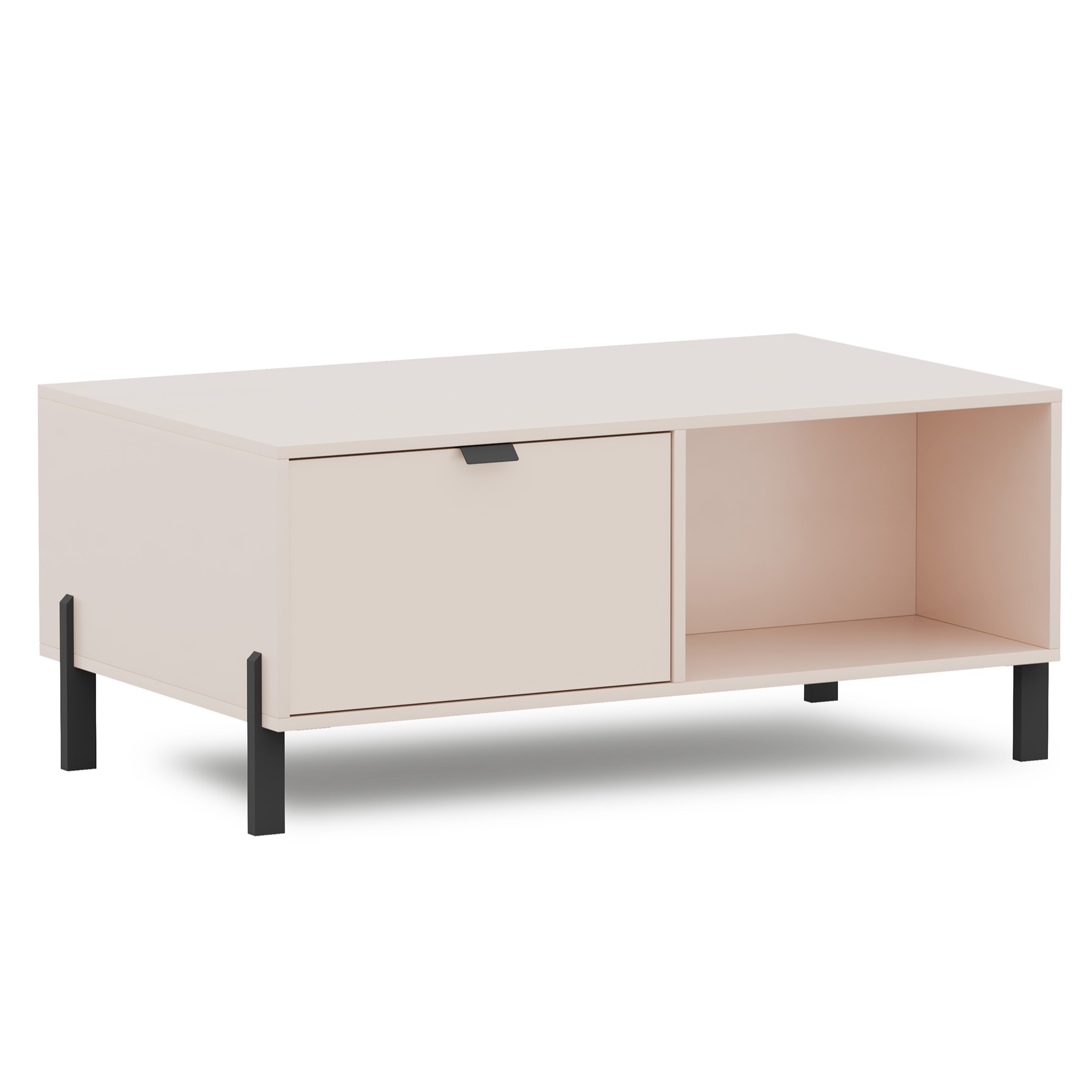Stolik CORTINA – metalowy uchwyt i płyta laminowana 16 mm