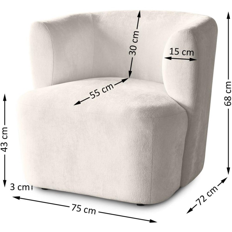 Wymiary fotela tapicerowanego NORI