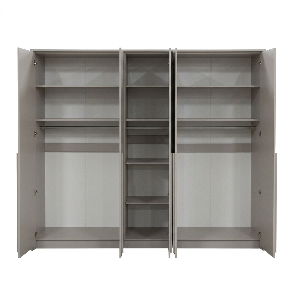 Wnętrze szafy GIANA – drążki na ubrania i przestrzeń do przechowywania