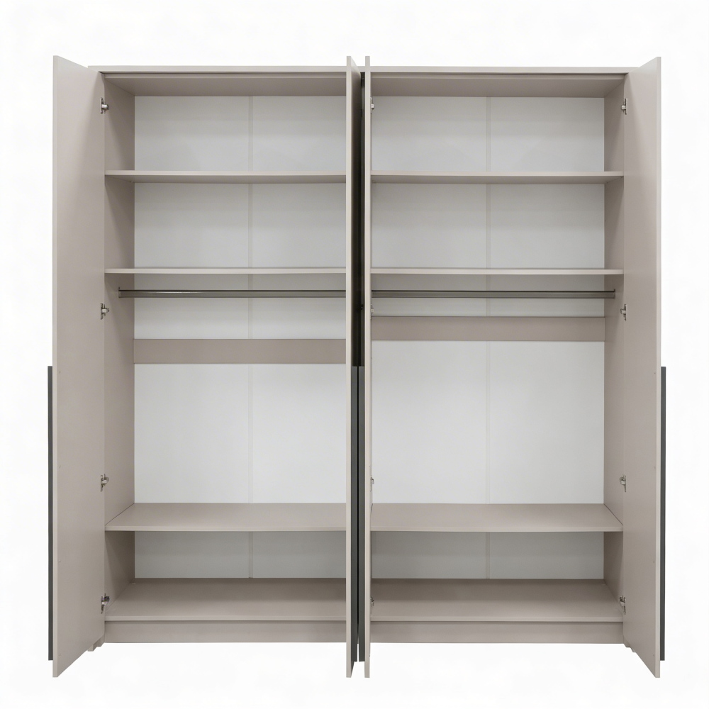 Wnętrze szafy GIANA – dwa drążki na ubrania i duża przestrzeń przechowywania