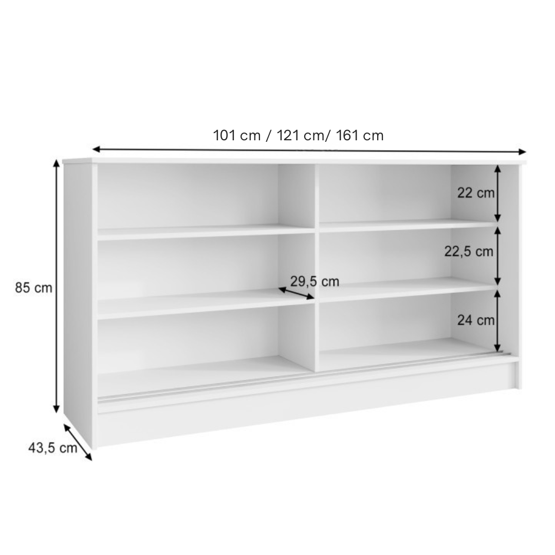 Wymiary komody HORIZON – szerokość 101 121 161 cm wysokość 85 cm głębokość 43,5 cm