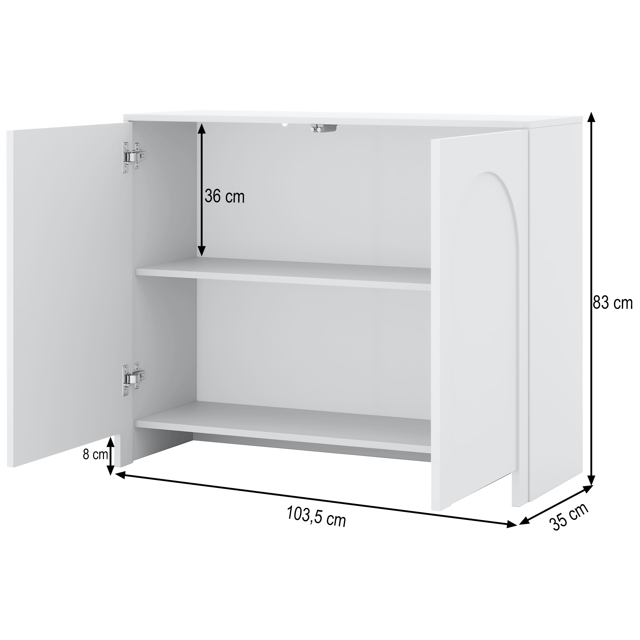 Wymiary komody AMARO 2D – 103,5x35x119 cm