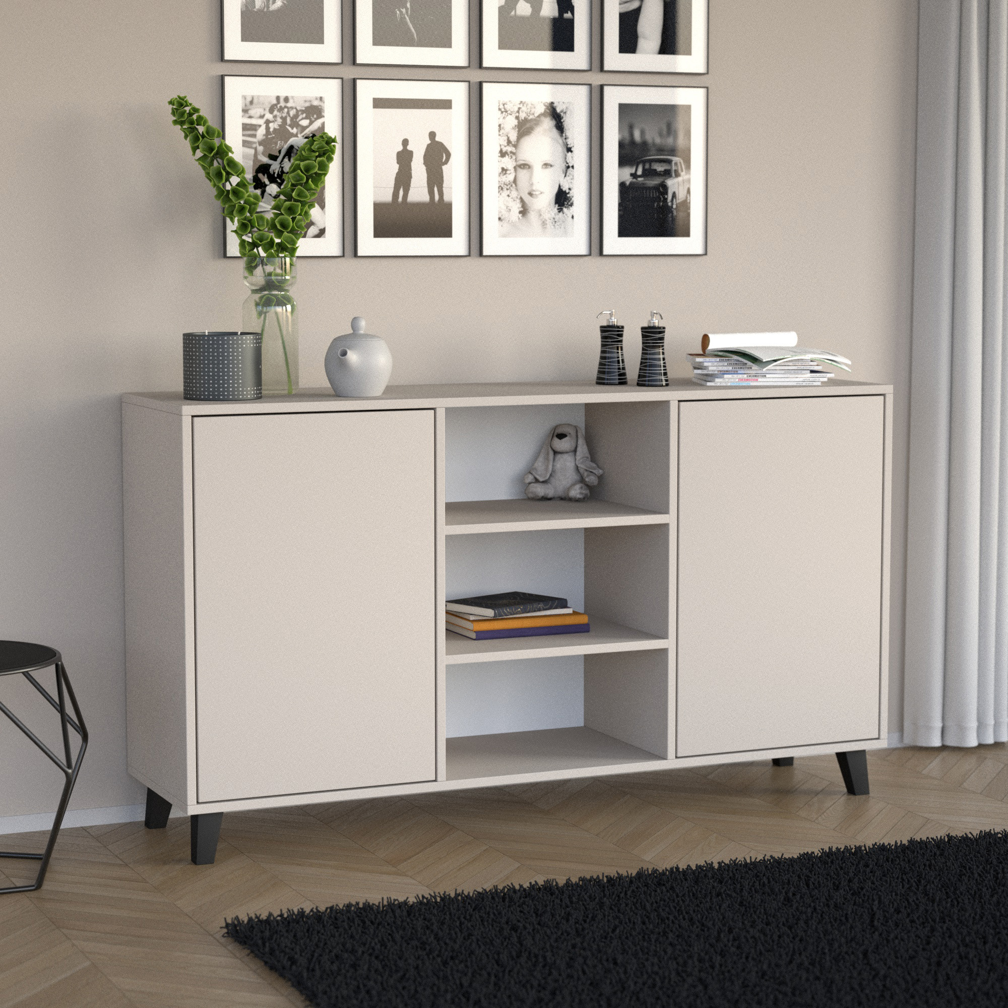 Komoda HOME z półkami – nowoczesny mebel do salonu