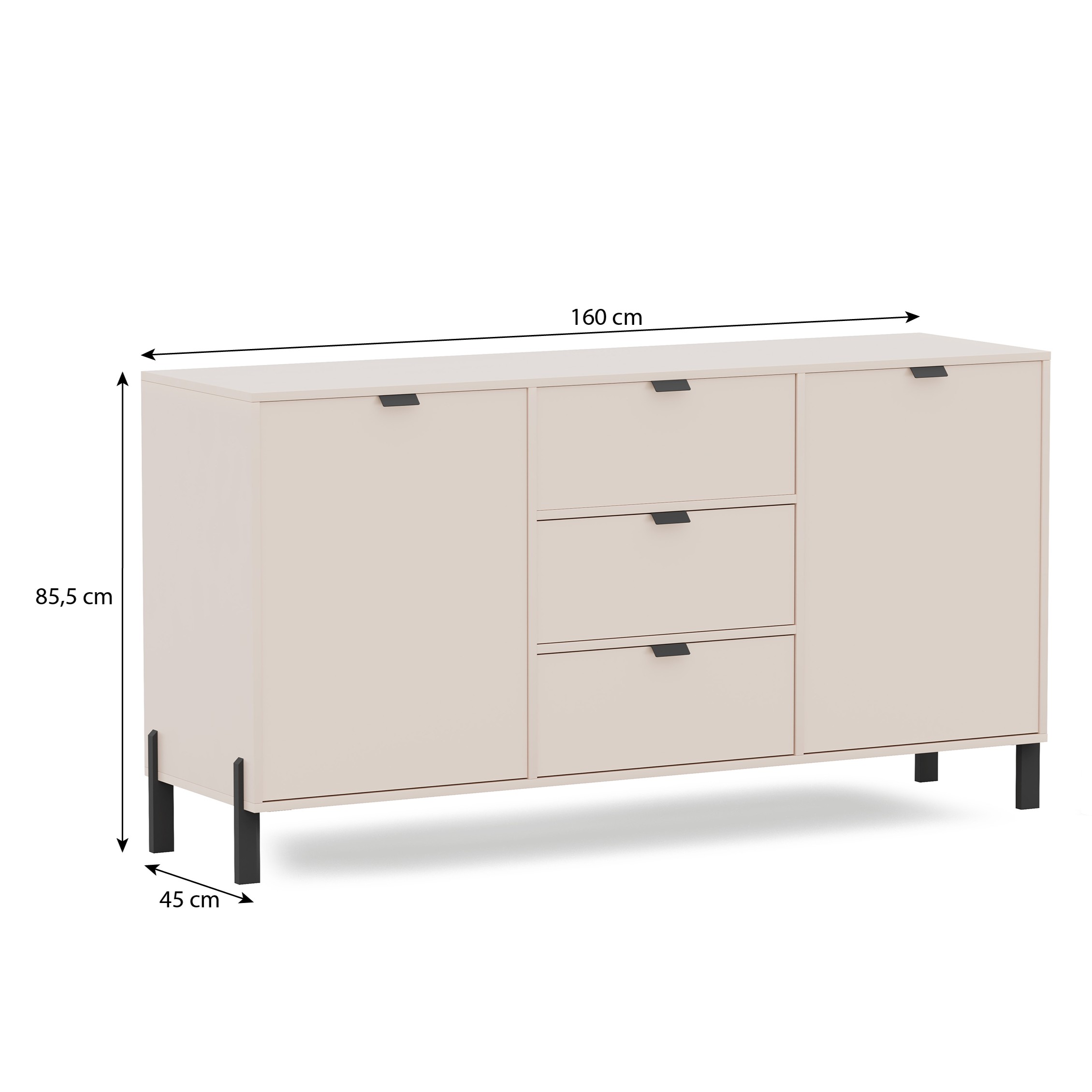 Wymiary komody CORTINA – 160x45x55 cm