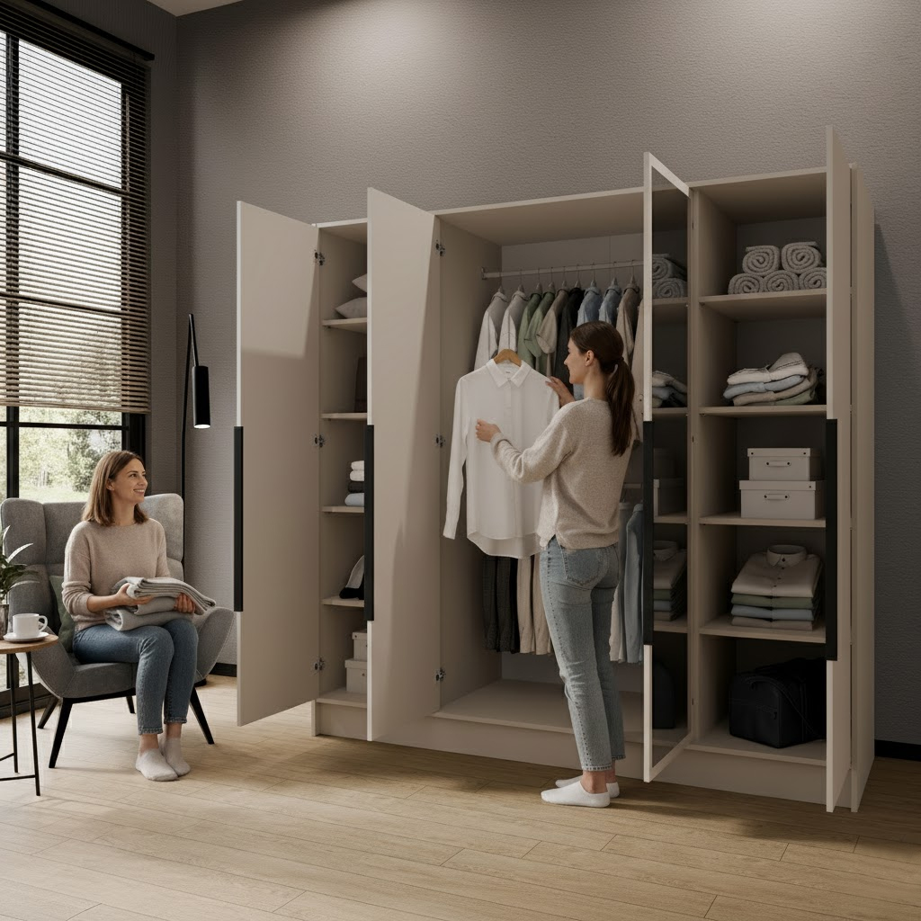 Szafa LARO z lustrem – nowoczesna szafa uchylna do sypialni