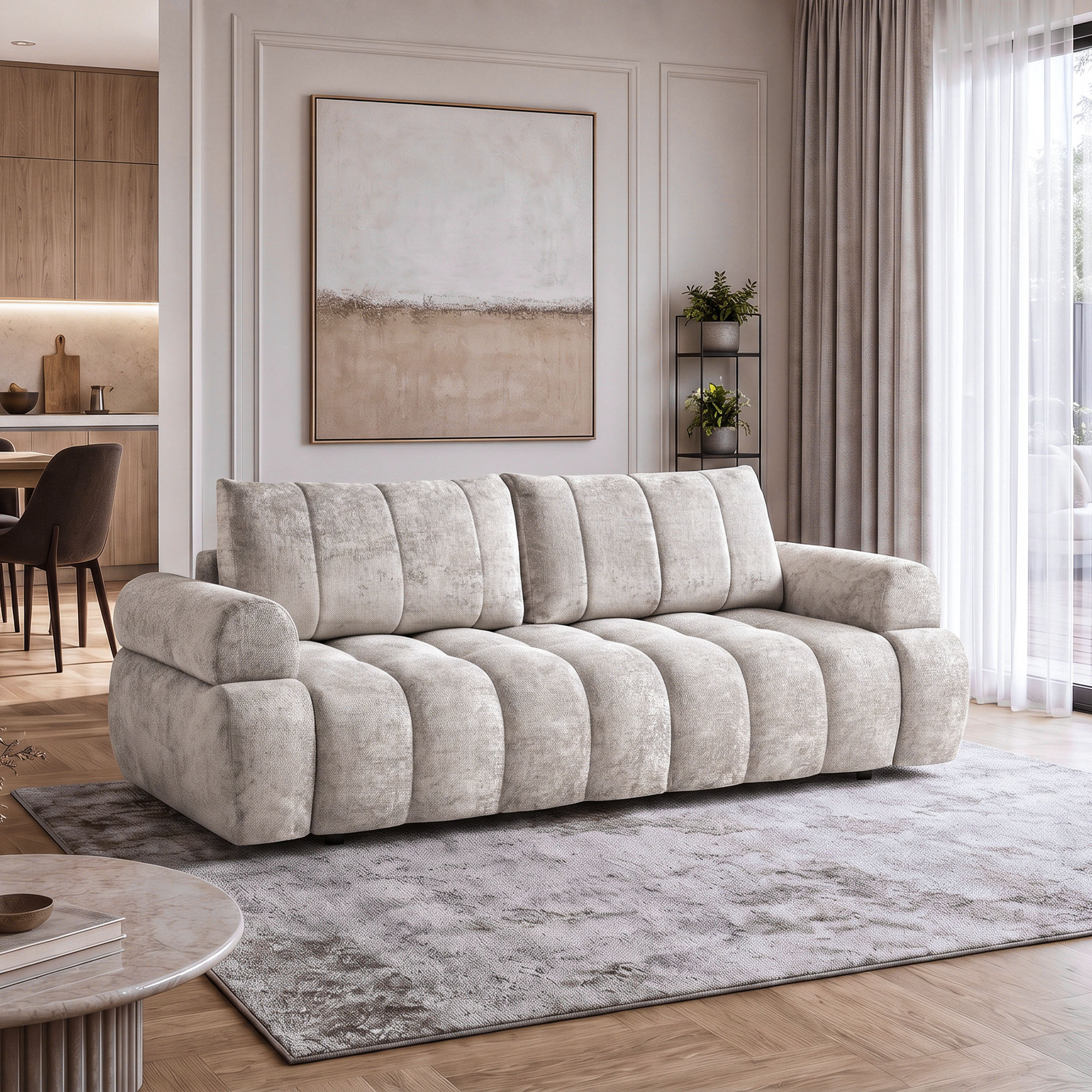 Sofa MAVI 255 cm z funkcją spania w nowoczesnym salonie