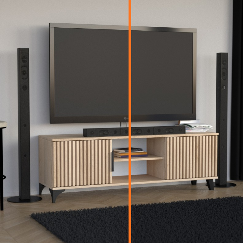 Szafka RTV HOME z lamelami – dostępne warianty wykończenia