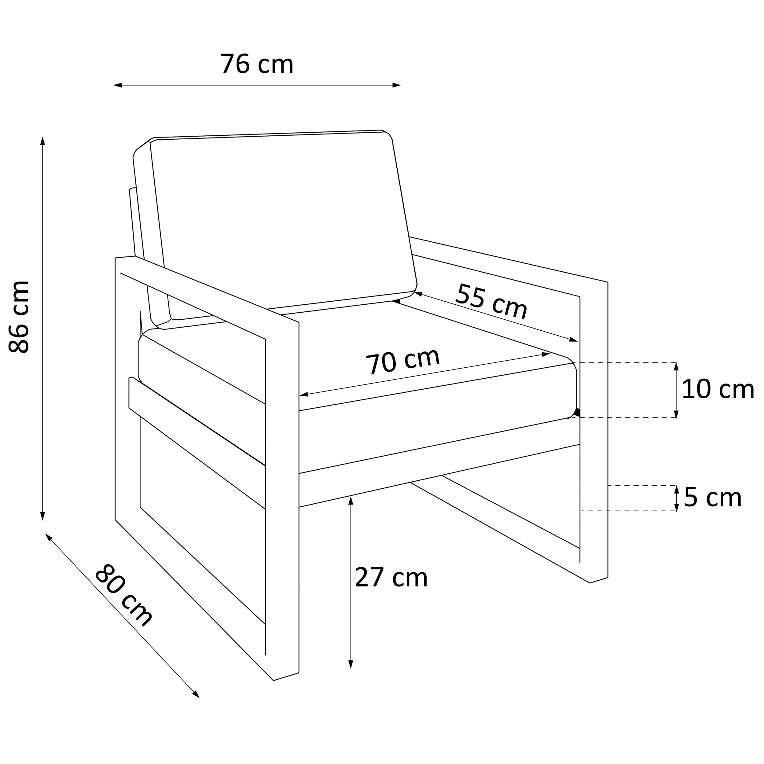 Wymiary fotela ogrodowego STELLA