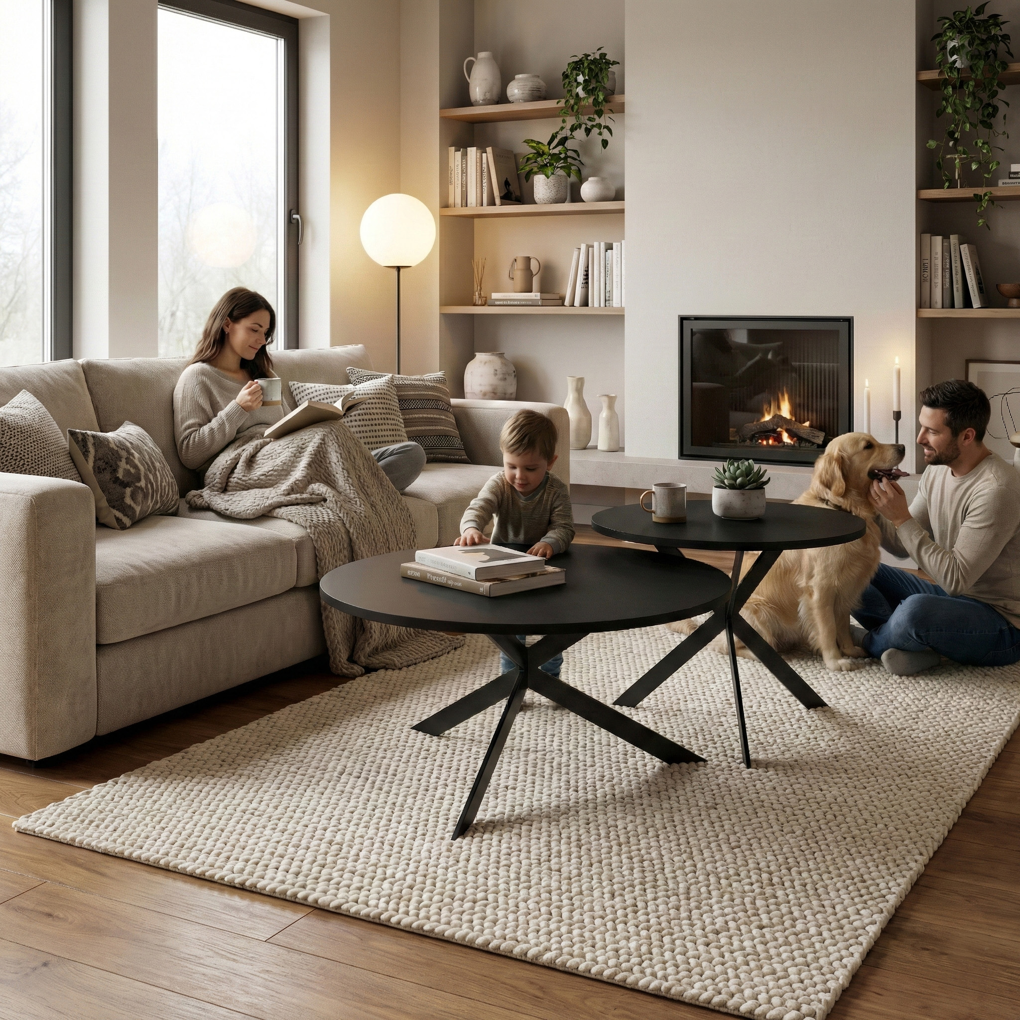 Stoliki kawowe LIRA w aranżacji salonu loft